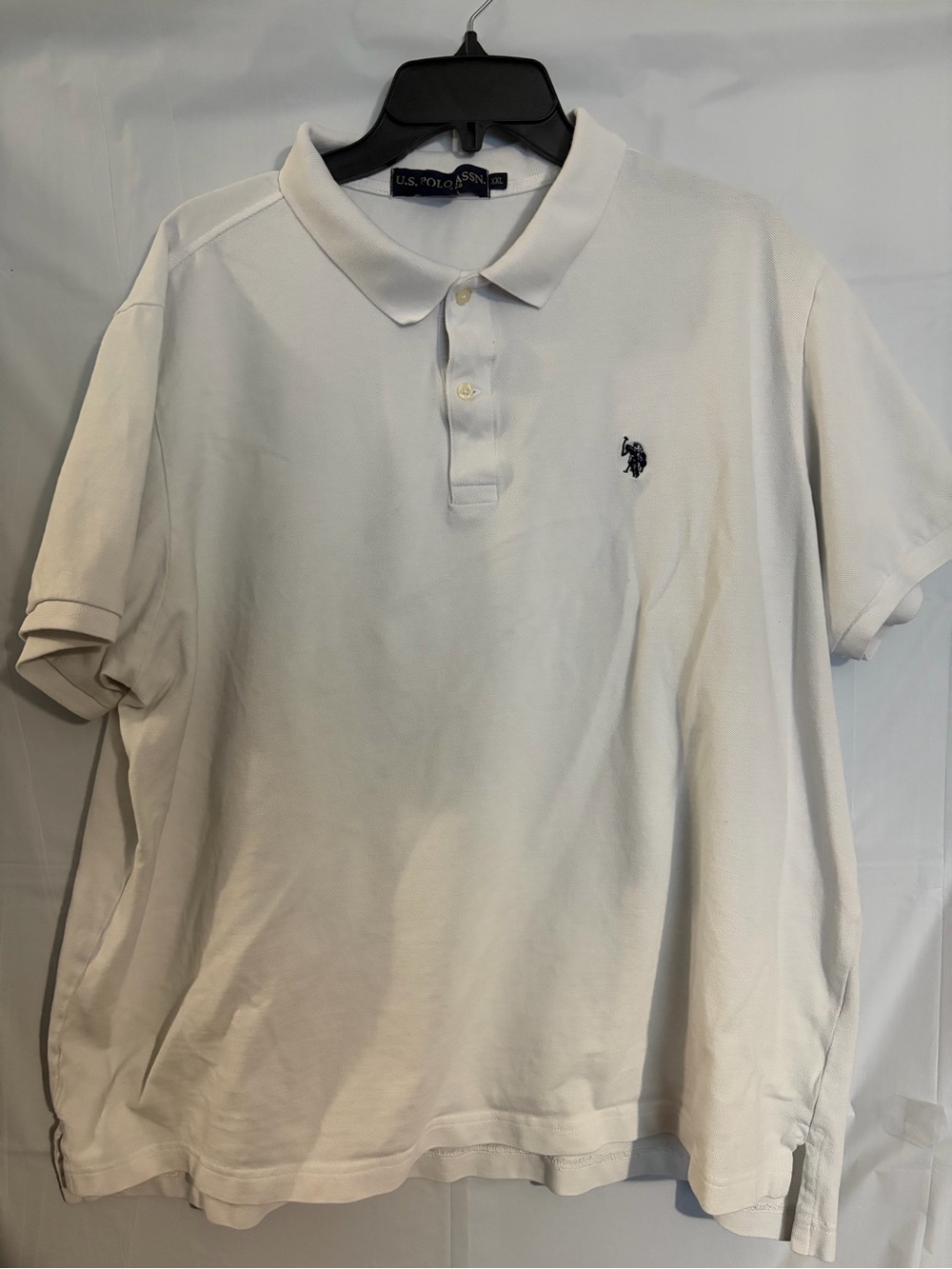 U.S. Polo Assn. White Short-Sleeve Polo with Navy Logo